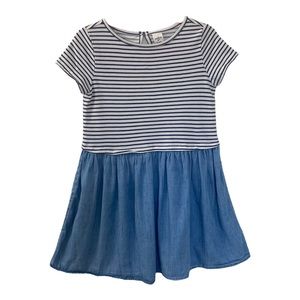 OshKosh B'Gosh Summer Dress Striped Chambray Fit & Flare Girls Size 7/8
